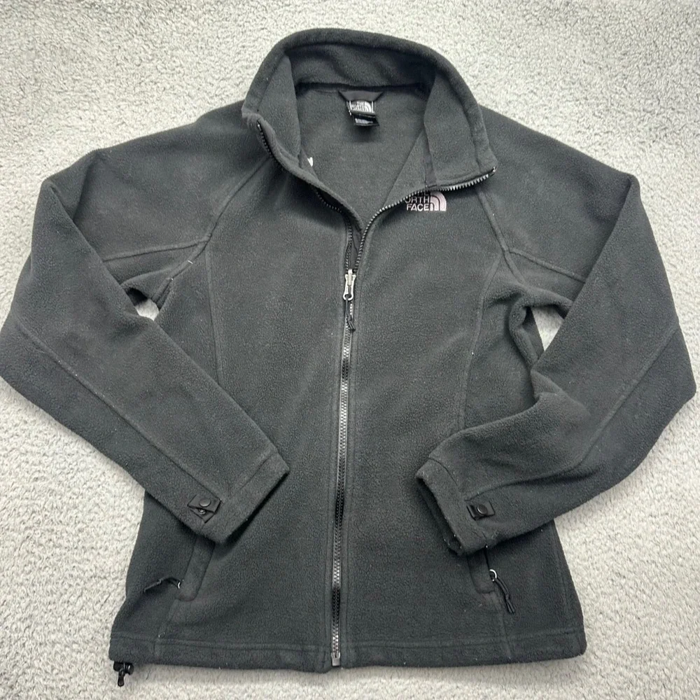 The North Face T201 F13‎ Womens Small Full Zip Black Poly Fleece Jacket CR04JK3